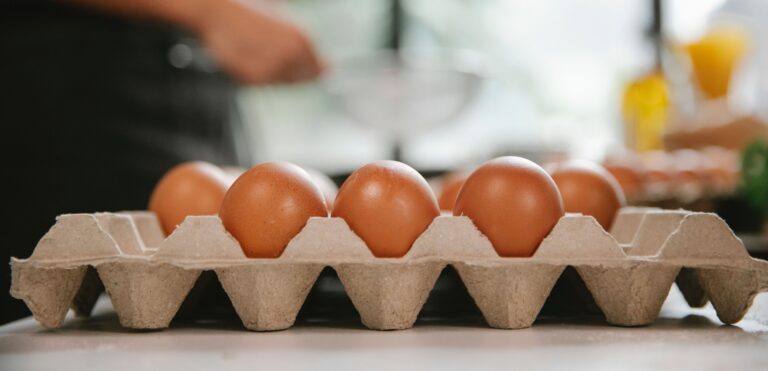 Eggs in a kitchen during food preparation